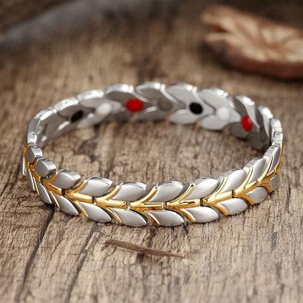 Men's Silver Leaves Magnetic Bracelet - Wnkrs