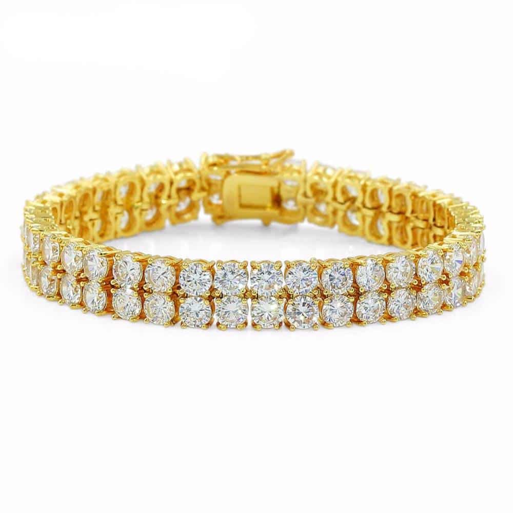 Men's Iced Out Two Rows Cubic Zirconia Bracelets