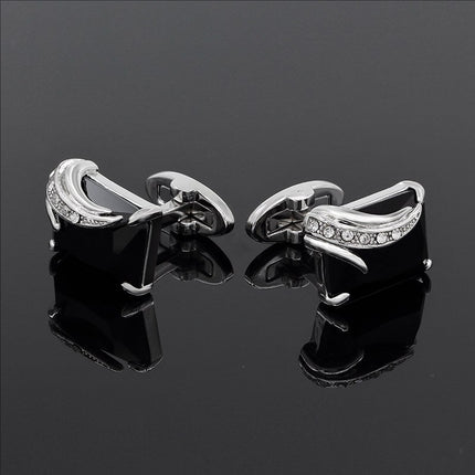Elegant Silver-Colored Cuffinks with Colorful Crystal Insets - Wnkrs