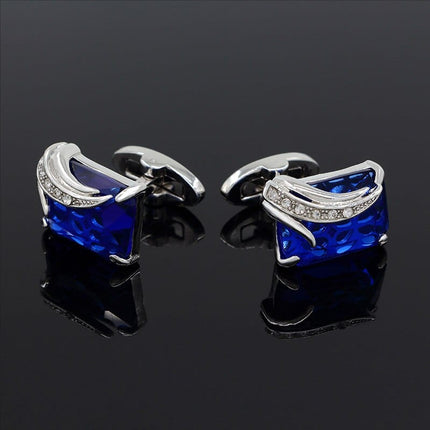 Elegant Silver-Colored Cuffinks with Colorful Crystal Insets - Wnkrs