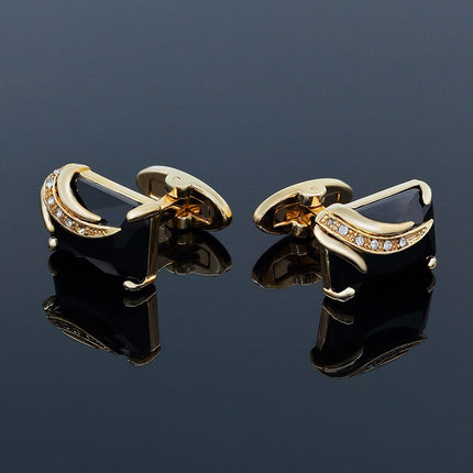 Elegant Silver-Colored Cuffinks with Colorful Crystal Insets - Wnkrs
