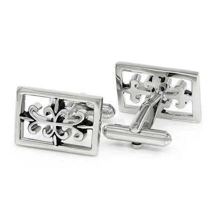 Elegant Silver-Colored Cuffinks with Colorful Crystal Insets - Wnkrs