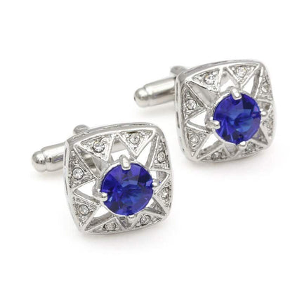Elegant Silver-Colored Cuffinks with Colorful Crystal Insets - Wnkrs