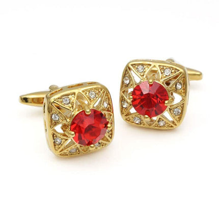 Elegant Silver-Colored Cuffinks with Colorful Crystal Insets - Wnkrs