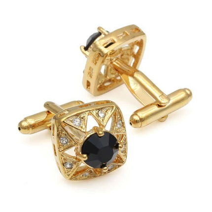 Elegant Silver-Colored Cuffinks with Colorful Crystal Insets - Wnkrs