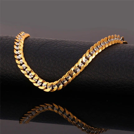 Two-Tone Curb Chain Link Men's Bracelet - wnkrs