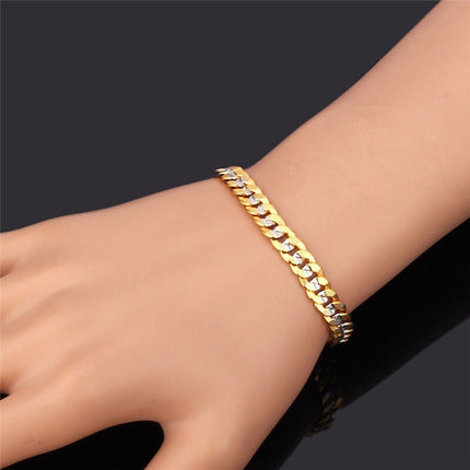 Two-Tone Curb Chain Link Men's Bracelet - wnkrs