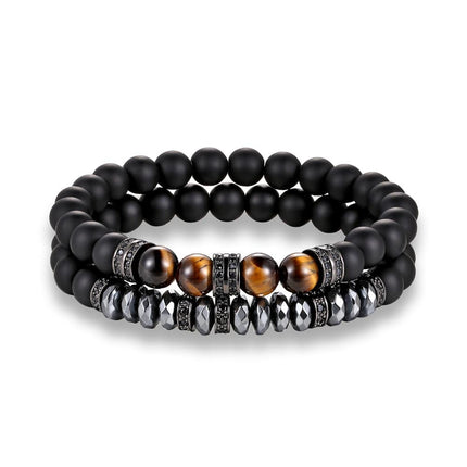 Men’s Handmade Beaded Stone Bracelets 2 Pcs Set - Wnkrs