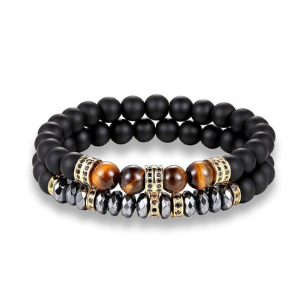 Men’s Handmade Beaded Stone Bracelets 2 Pcs Set - Wnkrs