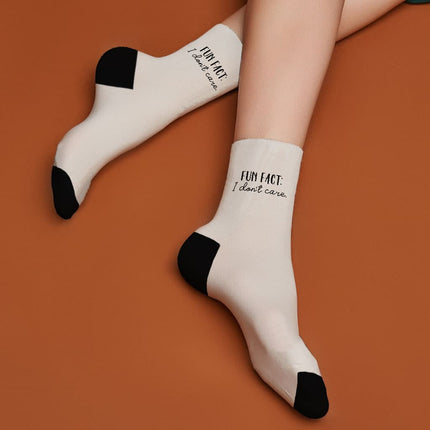 Fun Fact I Don't Care Socks - Cool Novelty Socks - Trendy Crew Socks - wnkrs
