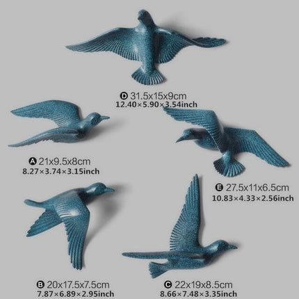 3D Birds Wall Stickers 5 Pcs Set - wnkrs