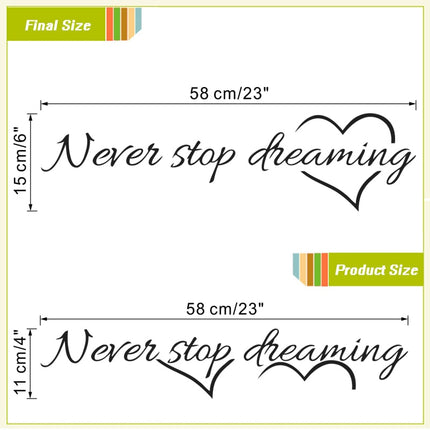 Never Stop Dreaming Motivational Wall Sticker - wnkrs