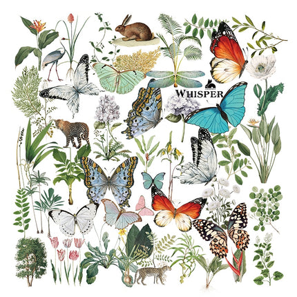 Retro Butterfly with Plants Vellum Stickers - wnkrs