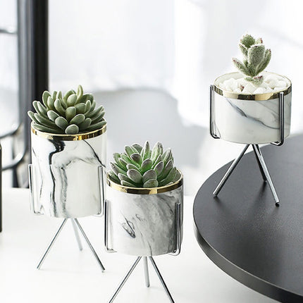 Marble Patterned Ceramic Vase with Stand - wnkrs