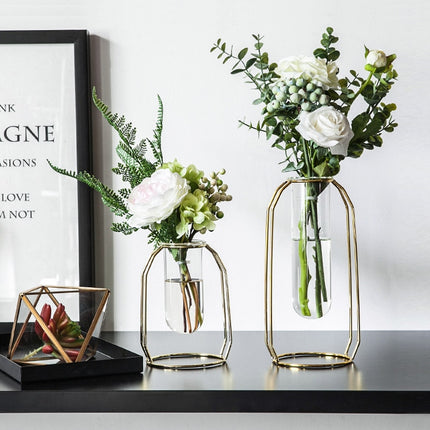 Transparent Hydroponic Metal Vase - wnkrs