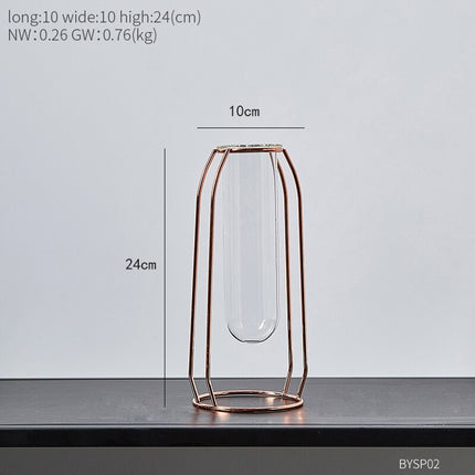 Transparent Hydroponic Metal Vase - wnkrs