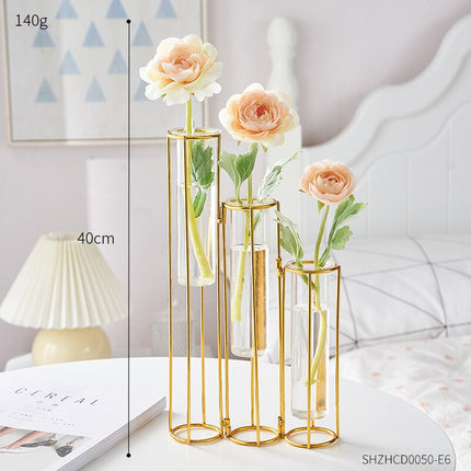 Transparent Hydroponic Metal Vase - wnkrs