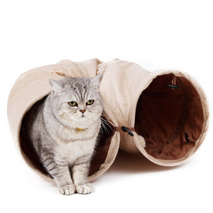 Foldable Long Tunnel with Ball Toy for Cats - wnkrs