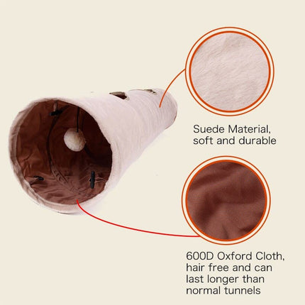 Foldable Long Tunnel with Ball Toy for Cats - wnkrs