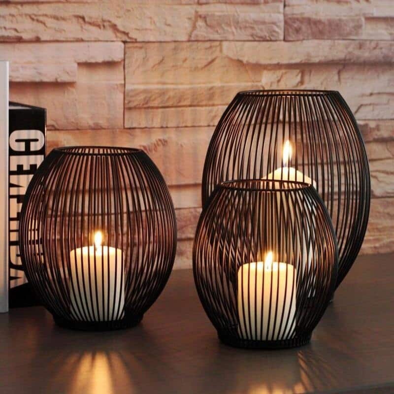 Black Coffee Table Iron Candle Holder