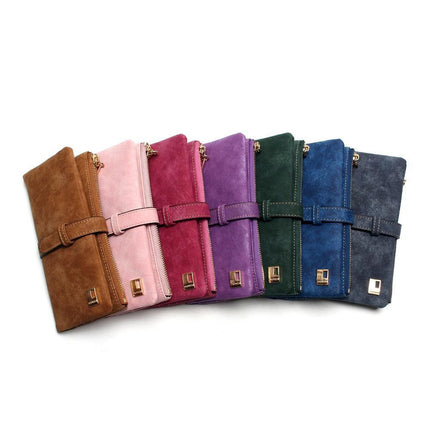 Women's Nubuck Leather Long Wallet - Wnkrs