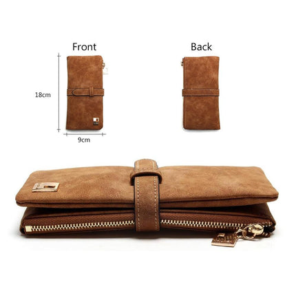 Women's Nubuck Leather Long Wallet - Wnkrs