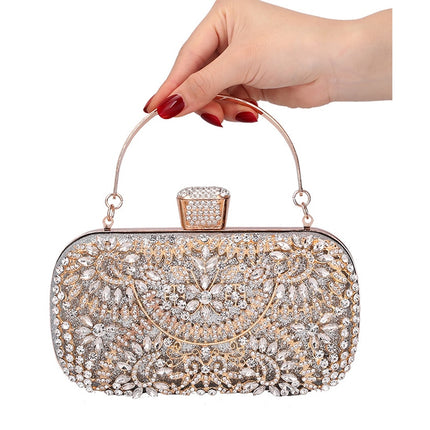 Women's Floral Patterned Crystal Evening Clutch - Wnkrs