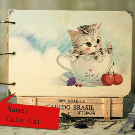 Creative Retro Cute Cat Pattern Handmade Scrapbook Photo Album - wnkrs