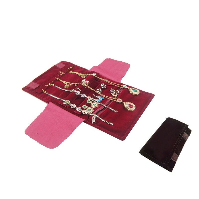 Folding Velvet Jewelry Organizer Roll
