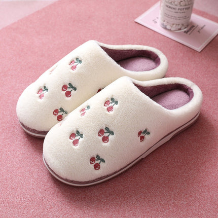 Anti-Slip Berry Patterned Warm Plush Slippers - Wnkrs