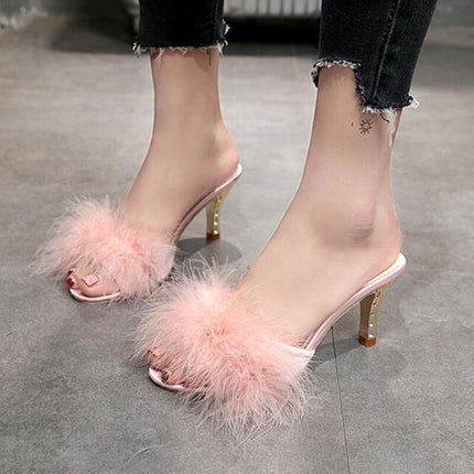 Women's Fluffy Summer High Heels - Wnkrs