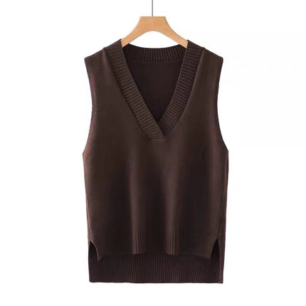 Women's V-Neck Knitted Vest - Wnkrs