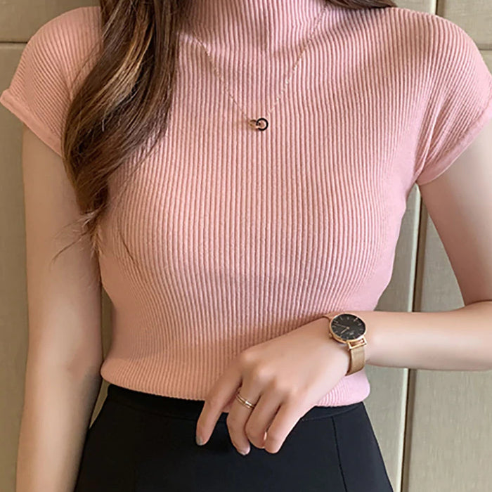 Women's Short-Sleeve Turtleneck Top
