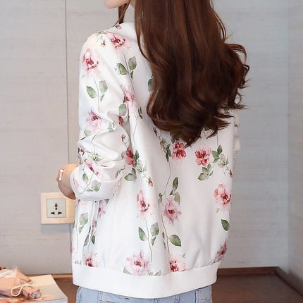 Women's Floral Printed Bomber Jacket - Wnkrs