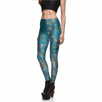 Cute Casual Blossom Patterned Elastic Women’s Leggings - Wnkrs