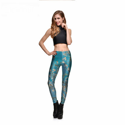 Cute Casual Blossom Patterned Elastic Women’s Leggings - Wnkrs
