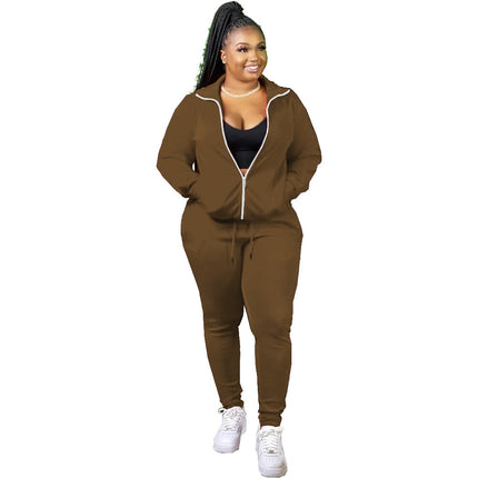 Women's Contrast Zipper Jacket and Joggers Set - Wnkrs