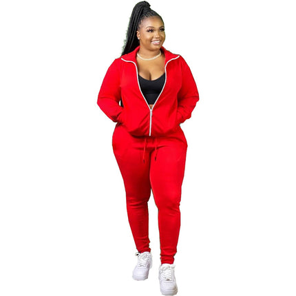 Women's Contrast Zipper Jacket and Joggers Set - Wnkrs