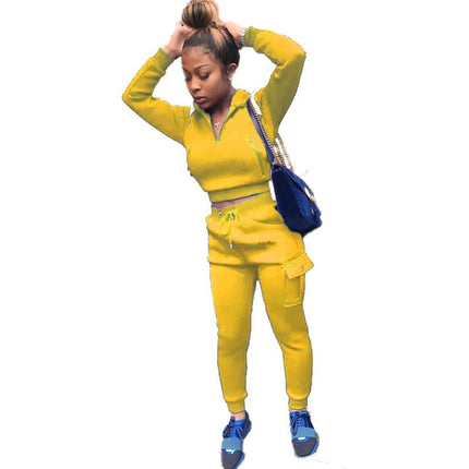 Women's Crop Sweatshirt and Cargo Joggers Set - Wnkrs