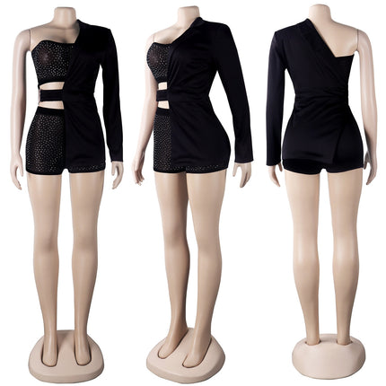 Women's Sexy Crystal Top, Blazer and Shorts Set - Wnkrs