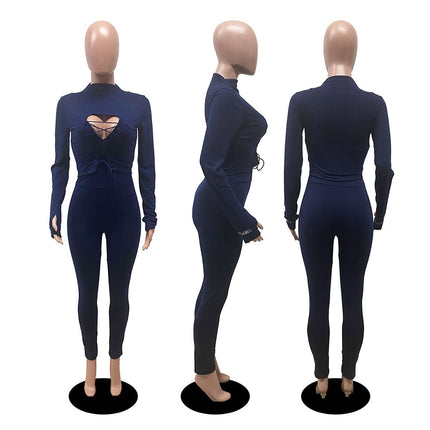 Women's Lace-Up Sports Top and Leggings Set - Wnkrs