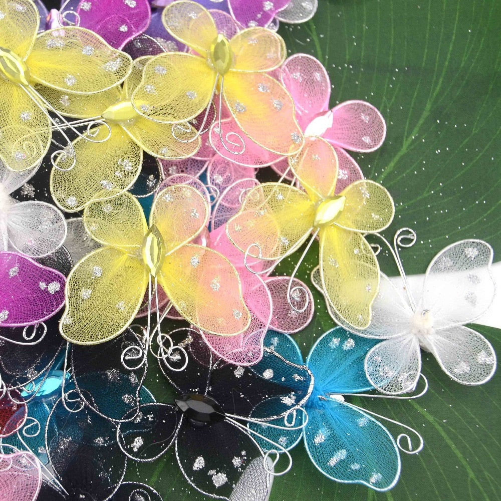 Multicolor Mesh PVC Butterfly Wall Stickers 20 pcs Set