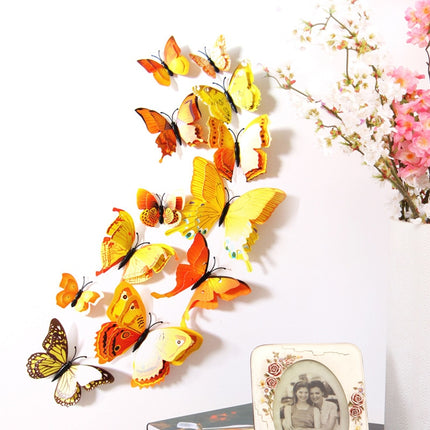 3D Butterfly Colorful Double Layers Wall Stickers 12 pcs Set - wnkrs