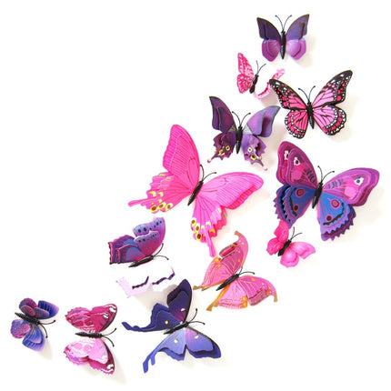 3D Butterfly Colorful Double Layers Wall Stickers 12 pcs Set - wnkrs