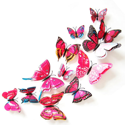 3D Butterfly Colorful Double Layers Wall Stickers 12 pcs Set - wnkrs