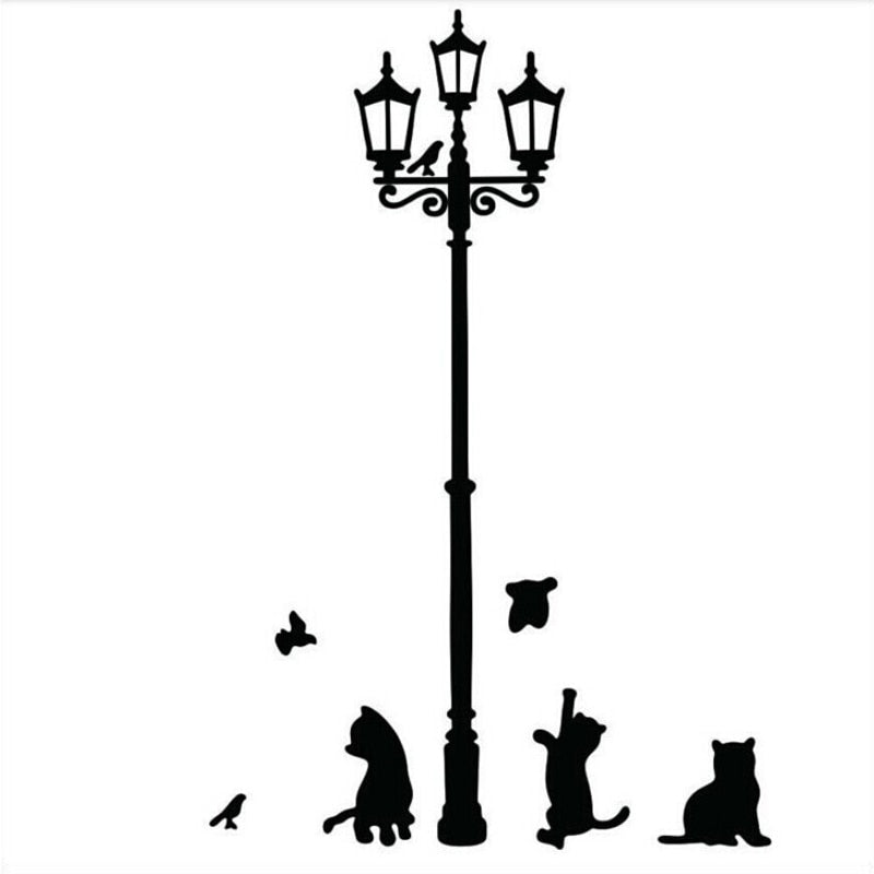 Lamp and Cats Shaped Wall Sticker