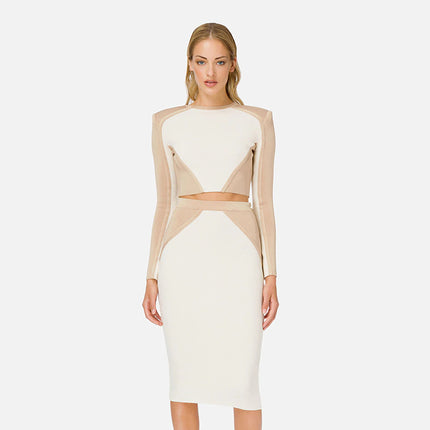 Women's Slim Long-Sleeved Top with Skirt Set - Wnkrs