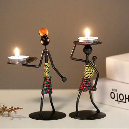 Abstract Metal Character Candle Holder - wnkrs