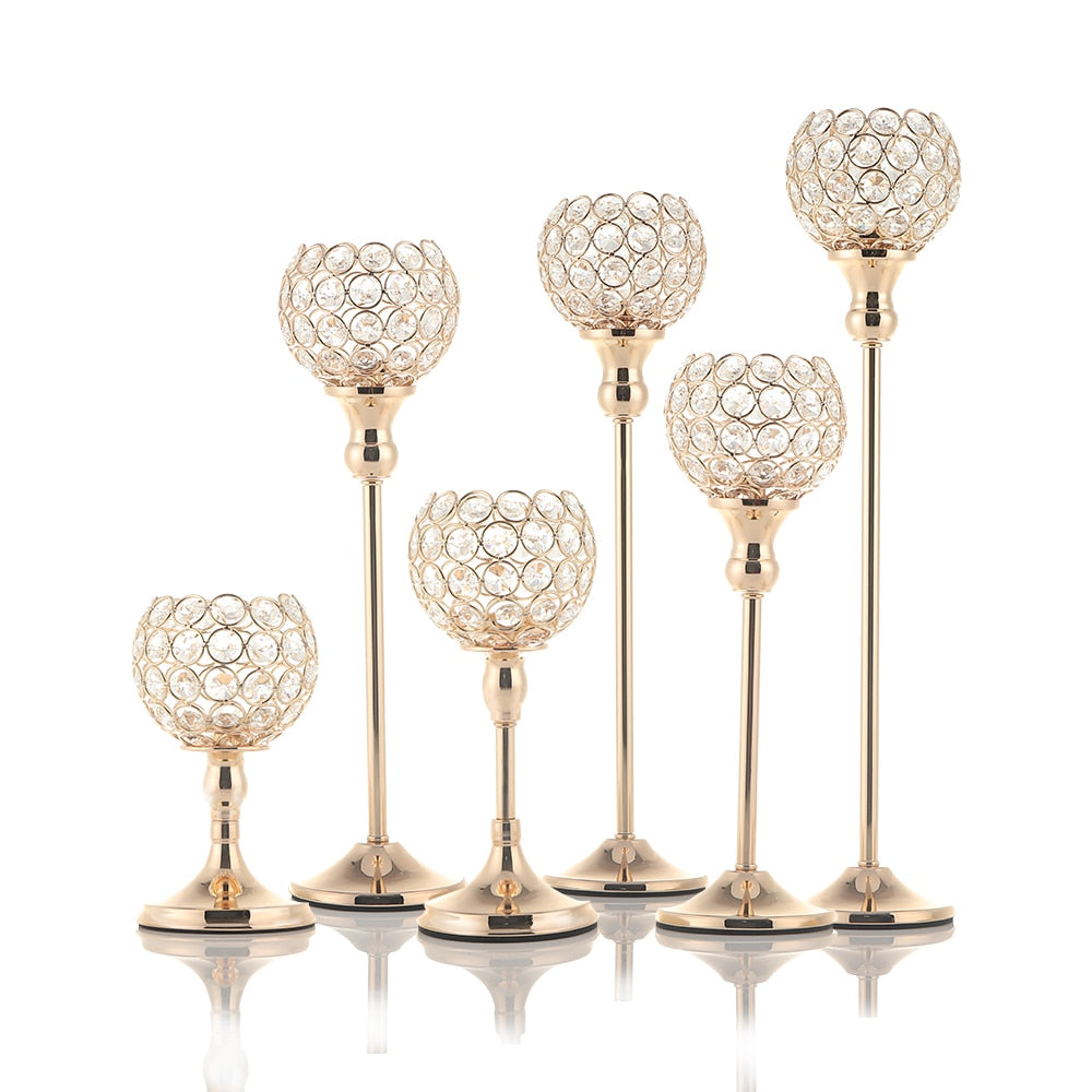 Crystal Tealight Candle Holder in Metal