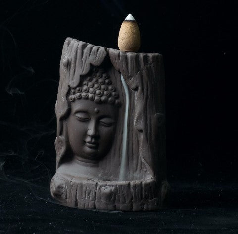 Buddha Waterfall Ceramic Incense Burner